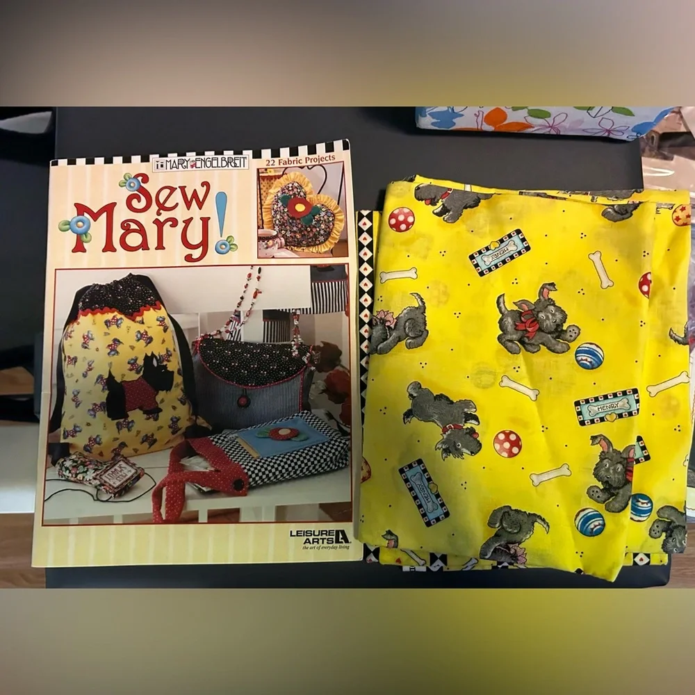 Mary Engelbreit Pattern Book Fabric & Tote Bag NEW Scottie Dog Backpack pattern